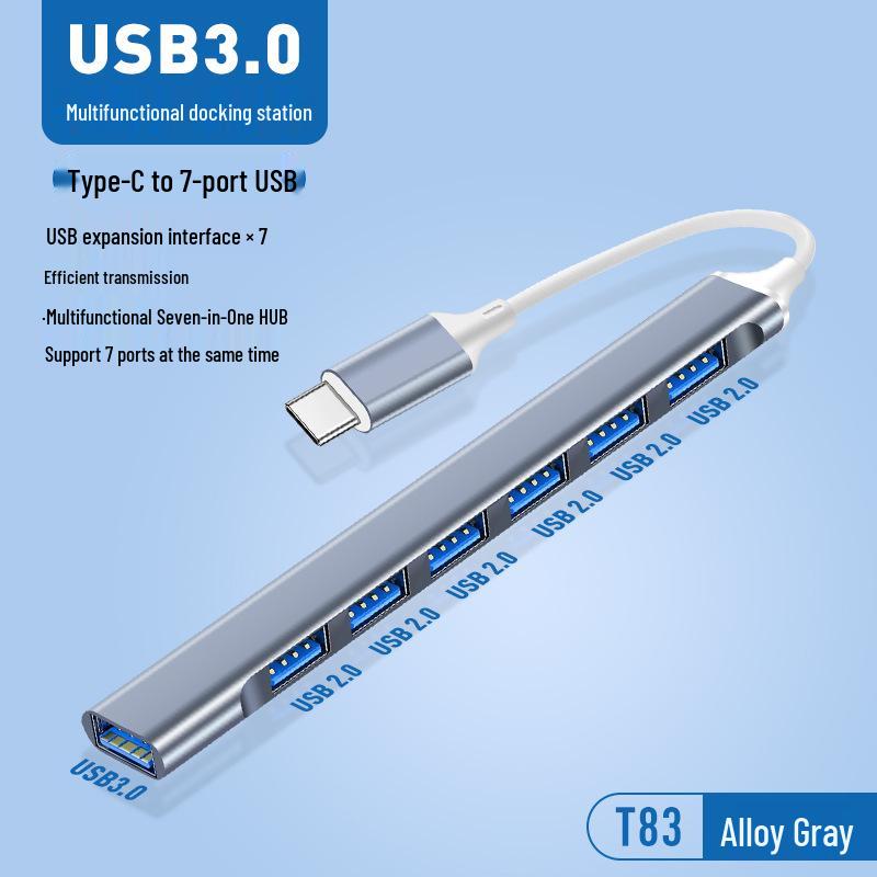 USB-концентратор 7-в-1, док-станция USB 3.0, многопортовый расширитель для компьютера и ноутбука с TYPE-C
