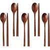 Iwai&Story Lacquered Spoon Set of 5, Brown Wood, Spoon 5p + Chopsticks 5p, Korean Popular Tableware
