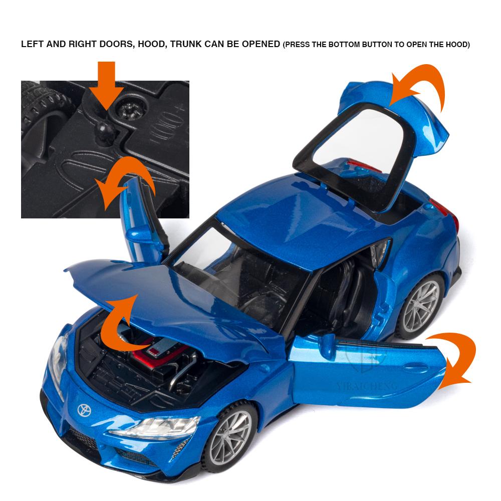 1/32 Toyota GR SUPRA Diecast Alloy Car Model Miniature Metal Toy With Sound Light Pull Back For Kid Children Collection