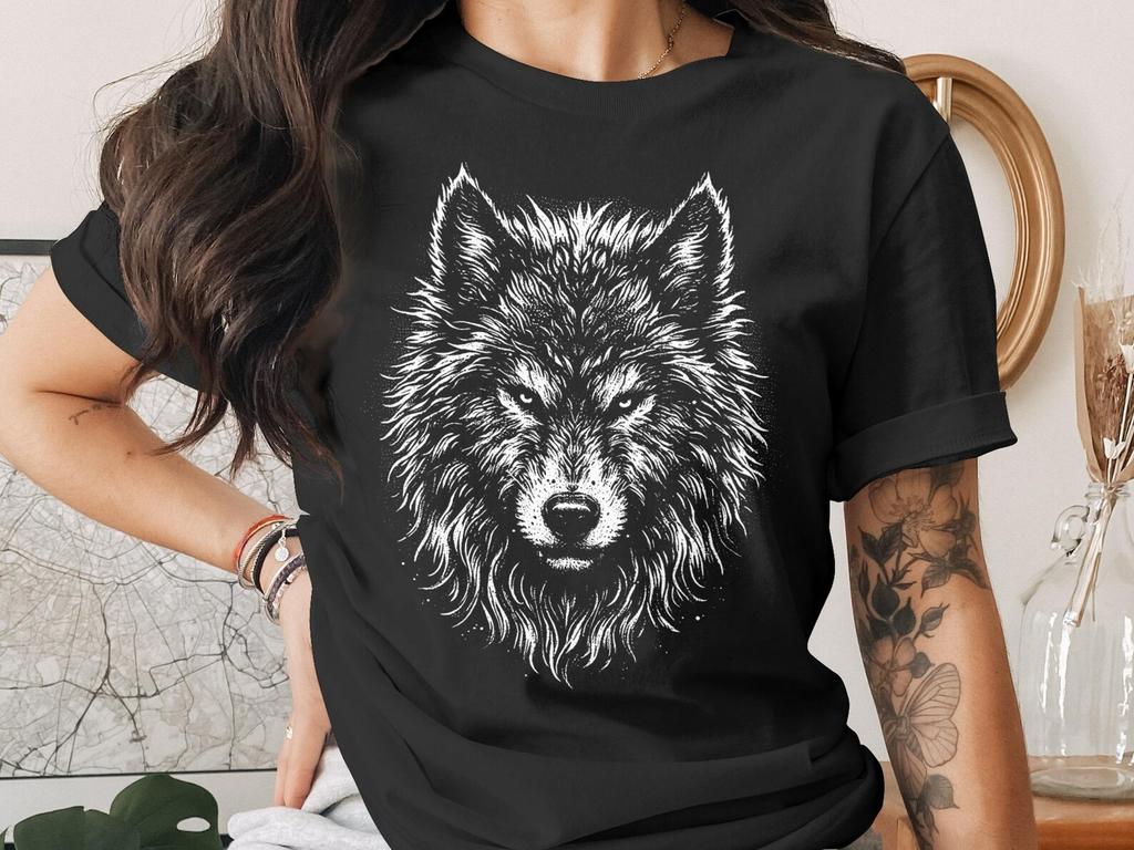 Lone Wolf T-Shirt, Majestic Grunge Wolf Graphic Tee, Spirit Animal Wild Nature Lover Apparel, Unique Wildlife Gift