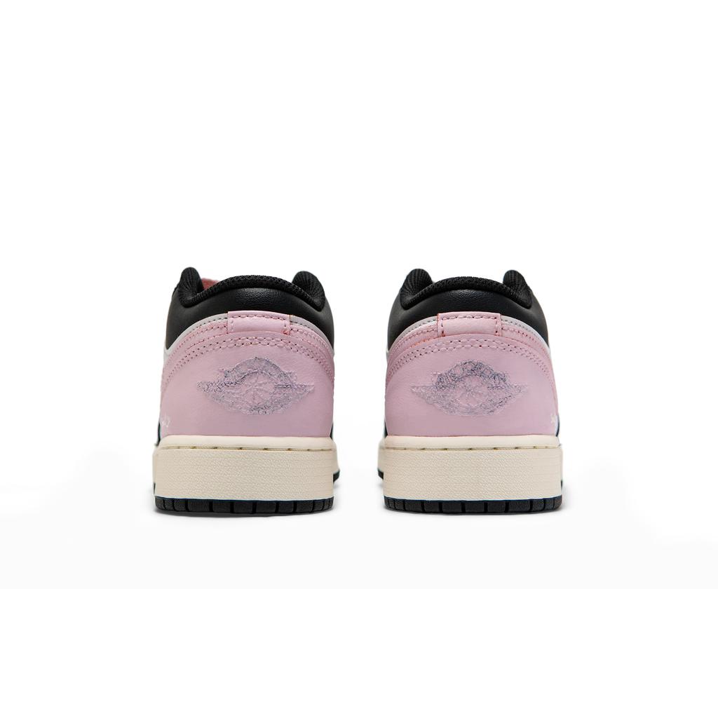 Jordan Air Jordan 1 Leather Slip Resistant Abrasion Resistant Low top Vintage Basketball Shoes Women's Black Pink 553560-081(Team1517-)