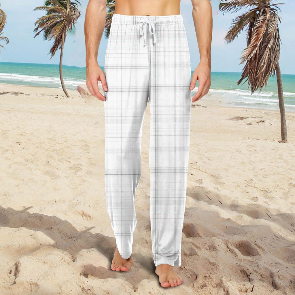 Men's Knitted Fashion Print Drawstring Casual Pants Pajama Pants