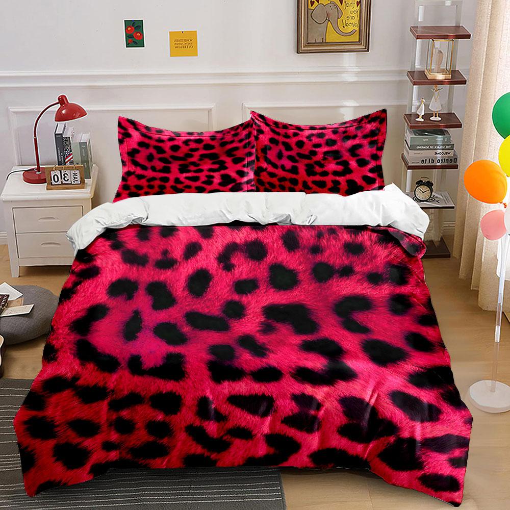 Pink-black leopard spots. Bedding sets Duvet cover sets Duvet covers Pillowcases(1* Duvet Cover 2* Pillowcases without duvet insert)