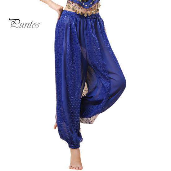 Женские брюки для выступлений, эластичные брюки с высокой талией, однотонные шаровары с блестками, декор для народных танцев, костюм для танца живота для взрослых, брюки