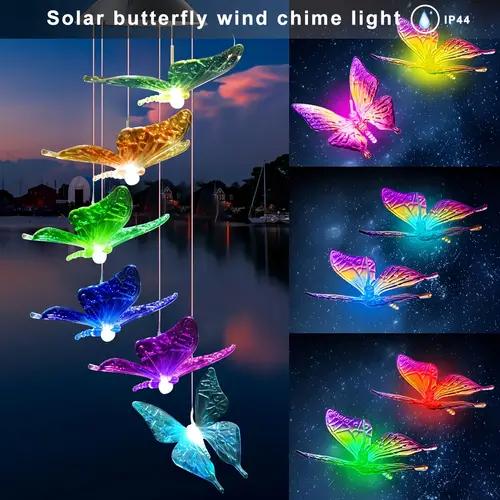 Солнечный колокольчик-ветерник Бабочка Световой 6LED Изменяющий цвет На солнечной батарее Бабочки Световые Наружная Садовая Декорация
