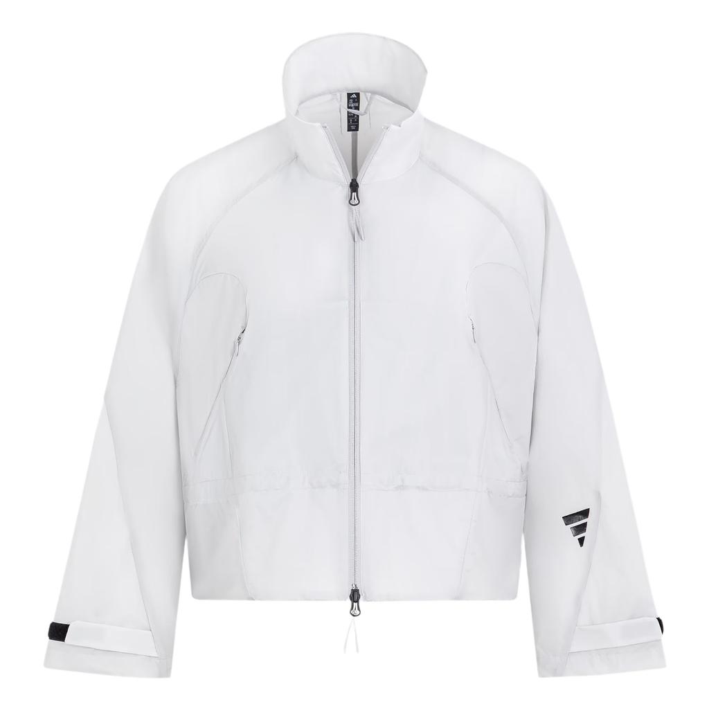 adidas Серия FOS Куртка тканая в стиле будущего Модная Простая Свободная Универсальная Куртка со стойкой воротником Женская куртка Светло-серая JM4273