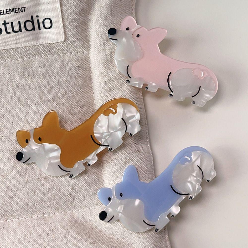 Cartoon Corgi Hair Clip Animal Dog Hairpin Cute Acetate Puppy Hair Claw Girls