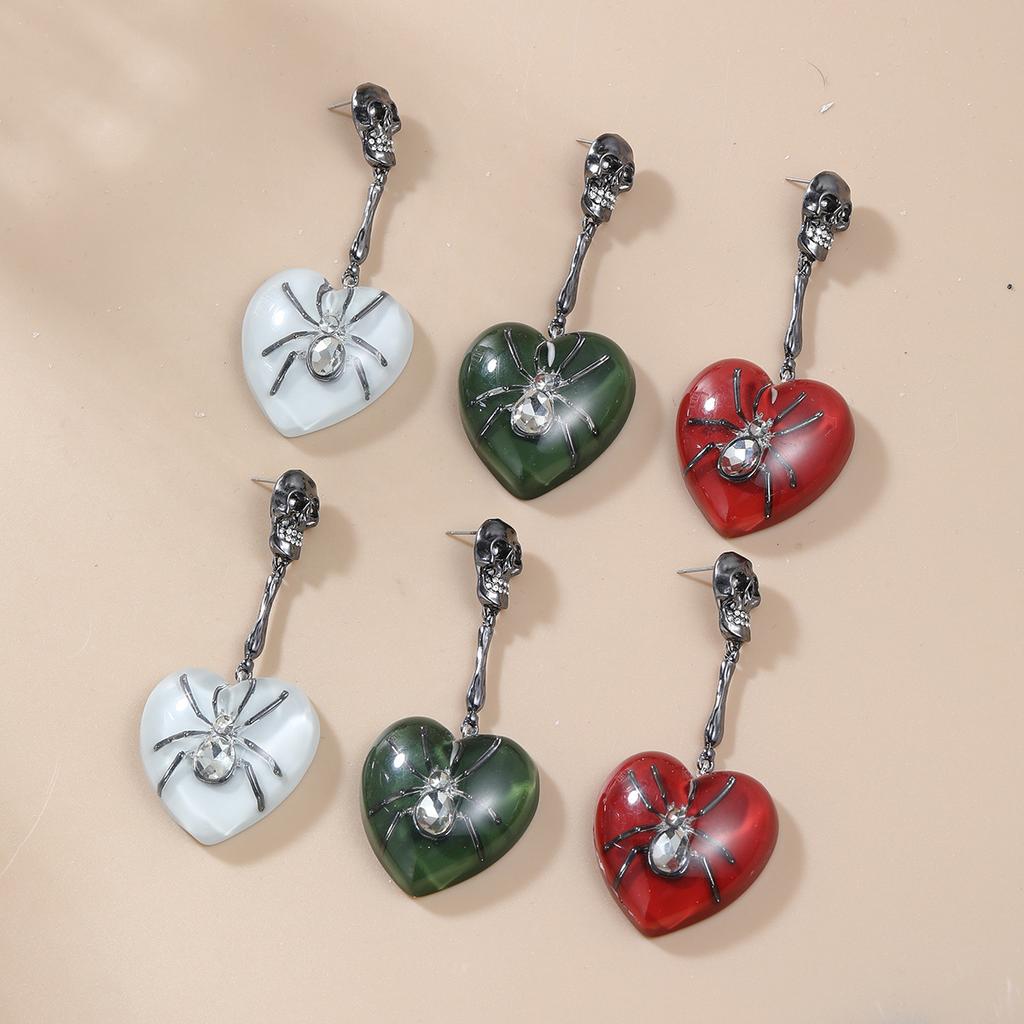 Череп Паук Висячие Серьги Для Женщин Смола Сердце Хип-Хоп Рок Вечерние Ювелирные Изделия Подарки