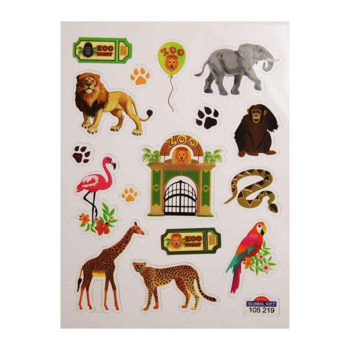 Stickers - Visite au zoo - Dorures - 7,5 x 10 cm