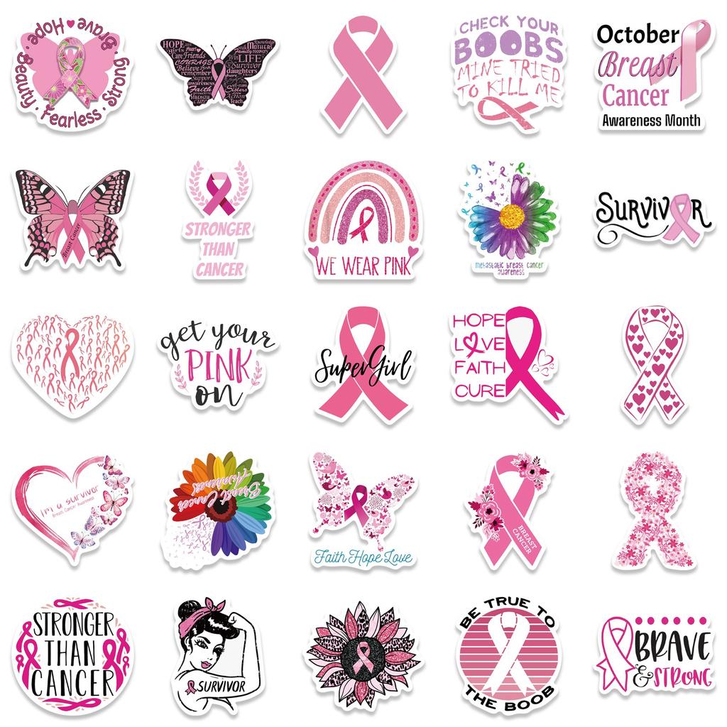 10/50Pcs Cancer Awareness/Breast Cancer Awareness Stickers Graffiti Stickers for DIY Skateboard Motorcycle Bicycle Stickers