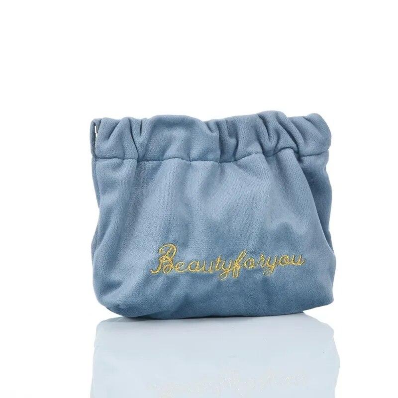 Velvet Portable Lipstick Bag Letter Embroidery Clutch Small Purses Travel Makeup Pouch Storage Bags Cosmetic Bag Organizer Case