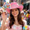 Wide Curved Brim Rhinestone Tiara Cowgirl Hat Sparkly Western Cowboy Cap  Birthday Party