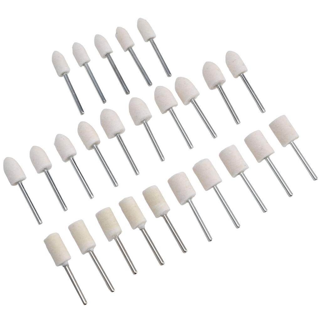 25Pcs Felt Polishing Wheel Wool Buffing Grinding Bits Grinder Head Rotary Tool Drill Attachment