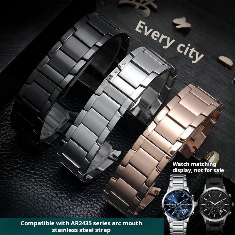 Мужской браслет 22 мм Для Armani AR2447 AR2448 AR2434 AR2432 2433 2435 Изогнутый конец Цельный браслет из нержавеющей стали Металлический ремешок для часов