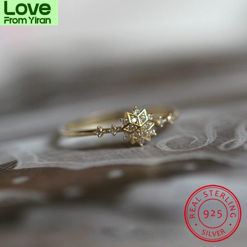 Кольцо из стерлингового серебра 925 пробы, женское кольцо в виде снежинки с камнем, изящные обручальные кольца для женщин, тонкое кольцо с белым цирконием, ювелирные изделия