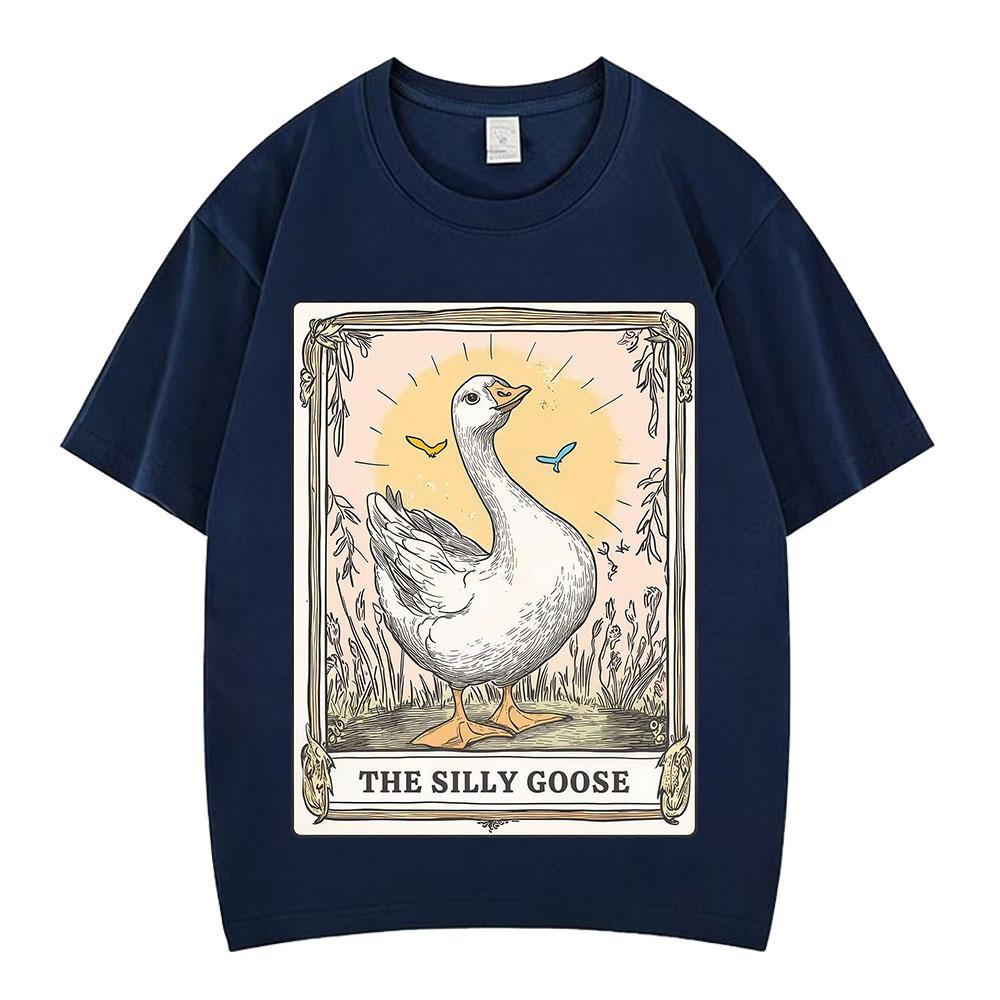 Silly Goose Tarot Card Funny Meme Graphic Tees Unisex Unisex Fashion Tshirts Summer Cotton Loose Harajuku Aesthetic Trendy Tshirts