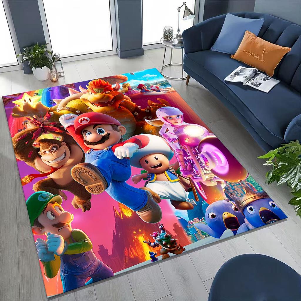 2026 New Retro Mario Cartoon Gift Rug for Bedroom Living Room Sofa Home Doormat Decor, Large Kids Play Non-slip Floor Mat