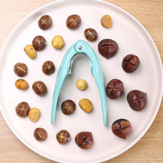 2Pcs Chestnut Opener Tool Stainless Steel Nut Cracker with Ergonomic Handle 3-in-1 Walnut Pecan Clip Cutter for Easy Shelling Peeling