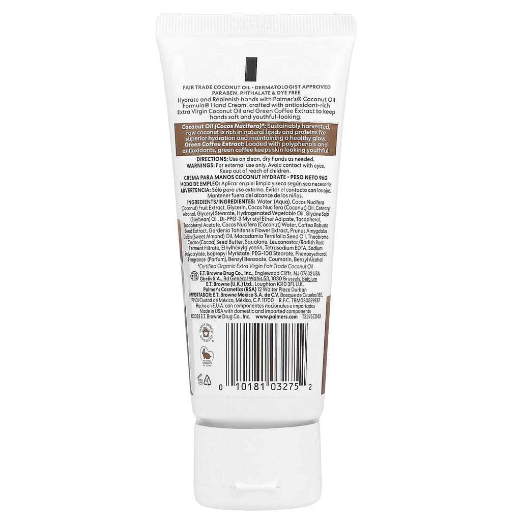 Palmer's Coconut Hydrating Hand Cream, 96G(3.4Oz)