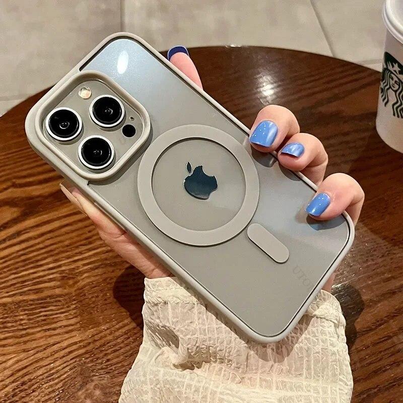Роскошный жесткий акриловый противоударный защитный чехол для iPhone 15 14 13 12 11 Pro Max Plus Magsafe, магнитный прозрачный противоскользящий чехол