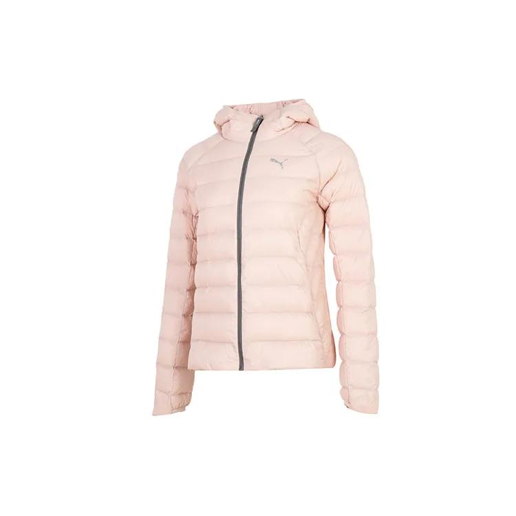 PUMA Down Jackets Women's Rose Pink Hooded Moderate Quilted Down Jacket (Unisex) Down Jackets 672914 47
