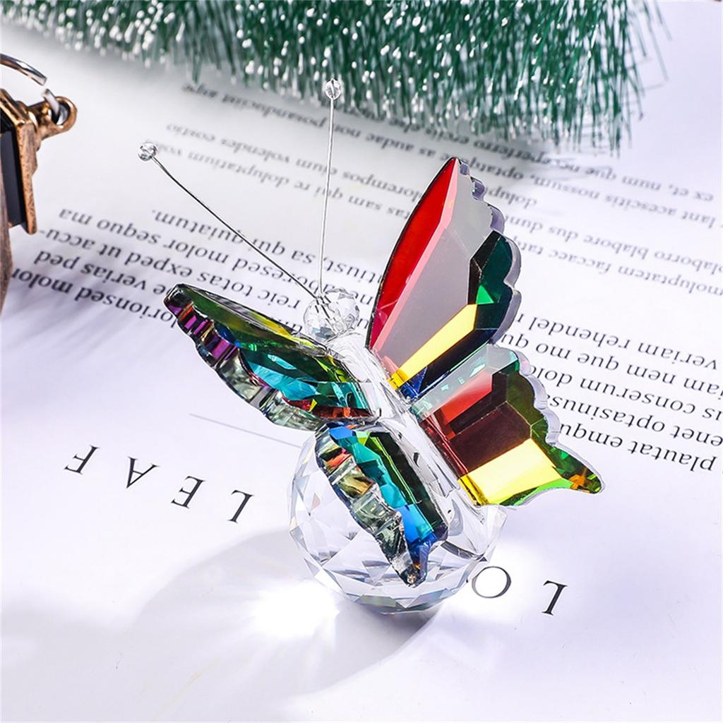 Crystal Flying Butterfly With Crystal Ball Base Statue Collection Cut Butterfly Animal Decoration Suitable For Desk, Home, Bedroom
