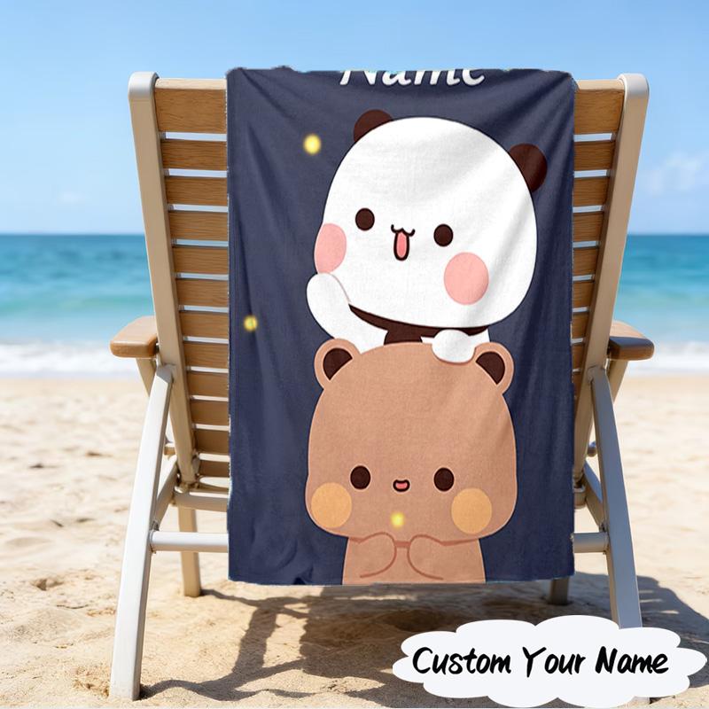 1PC Custom Name Beach Towel Bobo Dudu Beach Towel, Suitable for Camping, Travel, Beach Accessories, Super Absorbent, Family Gift