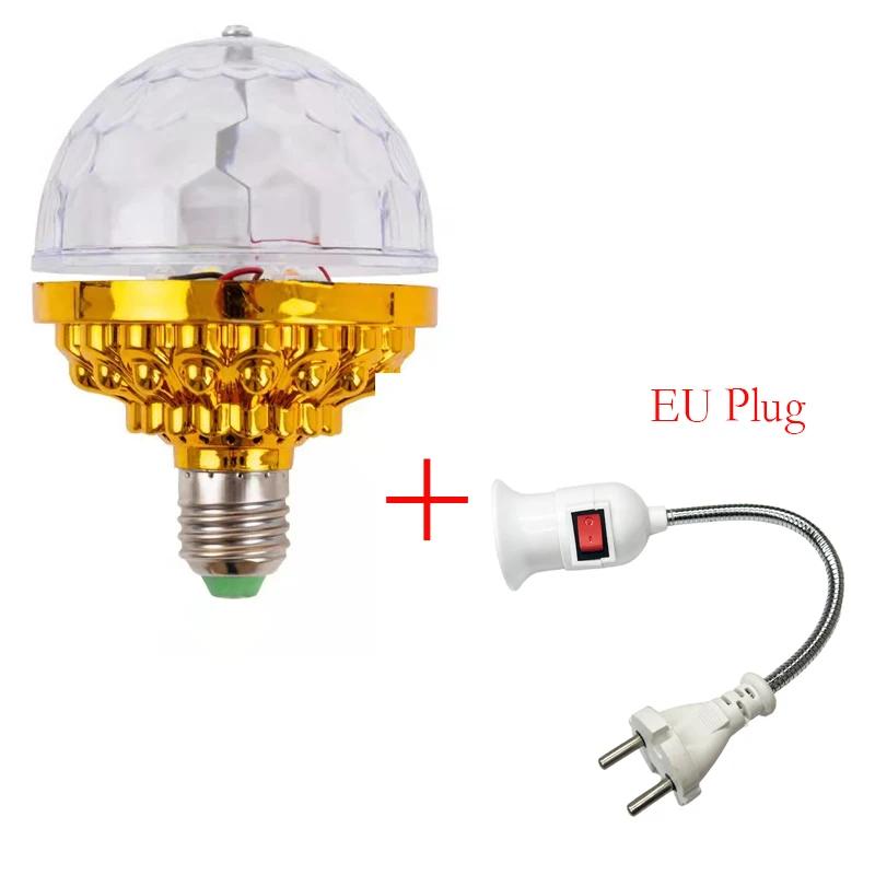 RGB Сценические огни с вилкой США/ЕС E27 Вращающиеся лампочки для вечеринки, праздничного украшения AC85-265V Сияющая лампа угол луча 360°