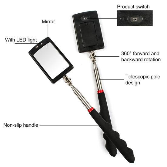 Universal Inspection Mirror Flexible Head Different Specifications Automotive Tools Telescopic Inspection Mirror for Auto Repair Industry