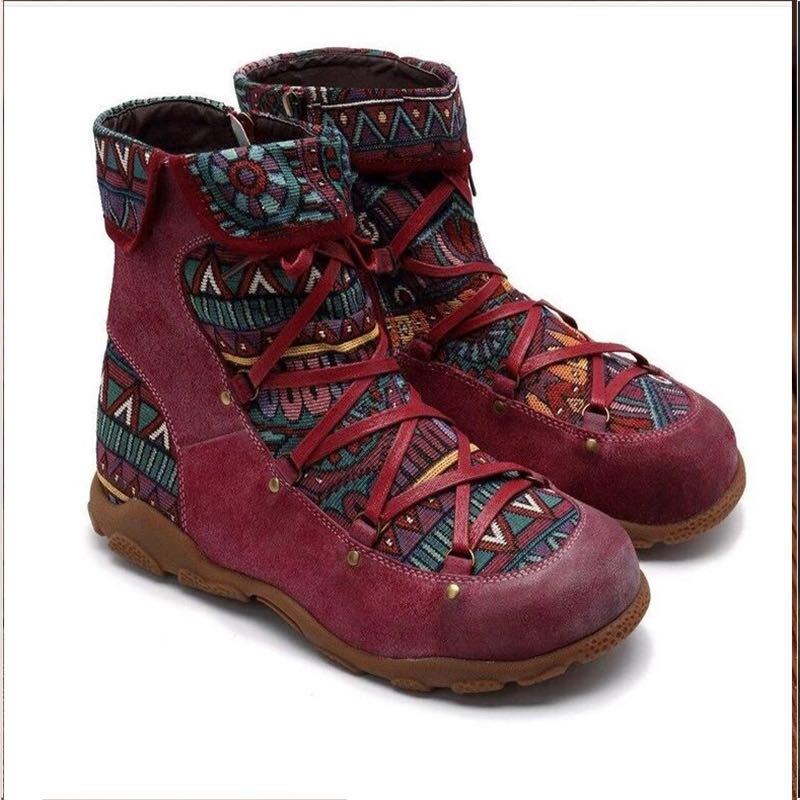 Autumn and Winter Footwear Plus Size Short Tube Retro Side Zipper Round Head Women's Boots Women's Shoes