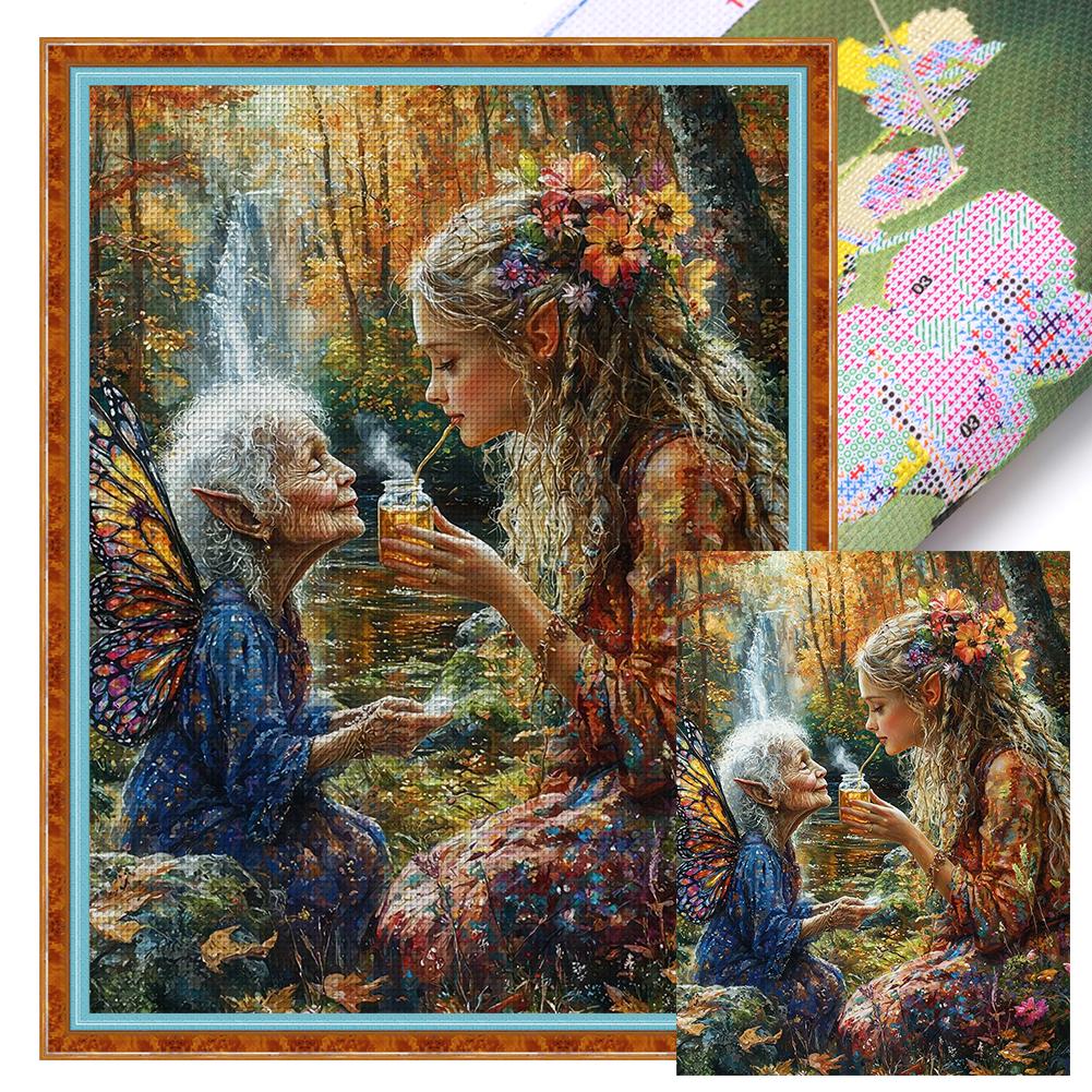 Полный комплект для вышивки крестиком «Девушка» из эко-хлопка 14CT