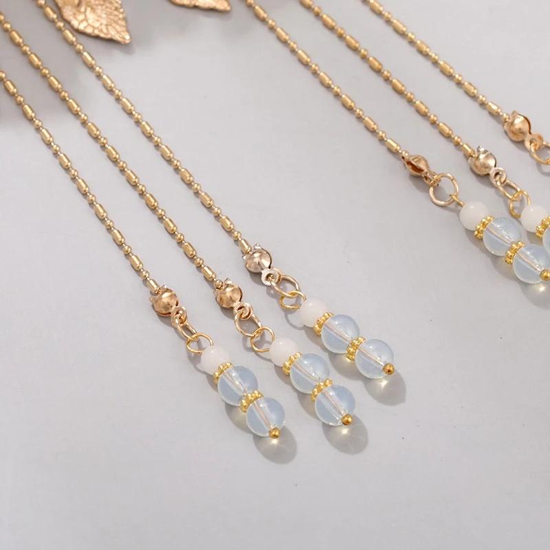 1 пара длинных кулон-кисточка в виде цветка и листа, китайские шпильки для волос в стиле ханьфу для женщин и девочек, свадебные украшения для волос