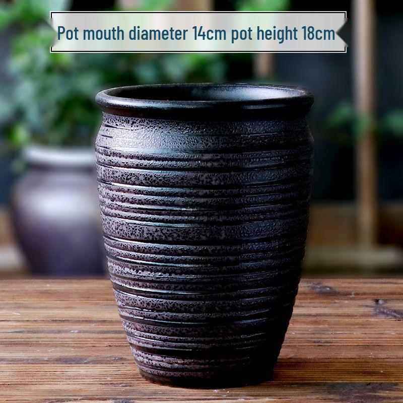 Succulent Ceramic Stump Pot: Retro Terracotta, Breathable & Water-Absorbing, Creative Small Flower Planter