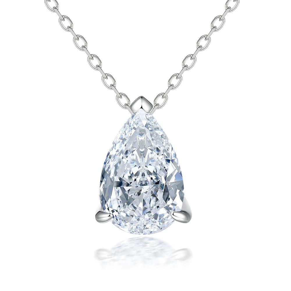 925 Sterling Silver Vintage Style Pear-Shape Pendant Necklaces for Women Birthstone Zircon for Parties