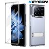 KEYSION Прозрачный чехол для Xiaomi MIX Fold 4 Hard PC Metal Kickstand Противоударный чехол для телефона с защитным стеклом для экрана