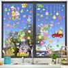 9 Sheets Easter Rabbit Eggs Window Clings Spring Cartoon Window Stickers Decals for Holiday Decoration Party Supplies