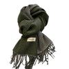 Women's Nordic Simple Houndstooth Plaid Scarf, English Shawl, Reversible Tassel Check Scarf