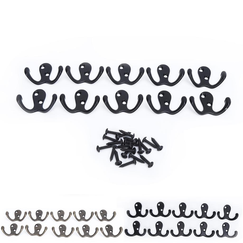 10 шт. крючков для одежды, маленькие, с двойным зубцом, устойчивые к ржавчине, прочные, удобные, настенные, для Coa