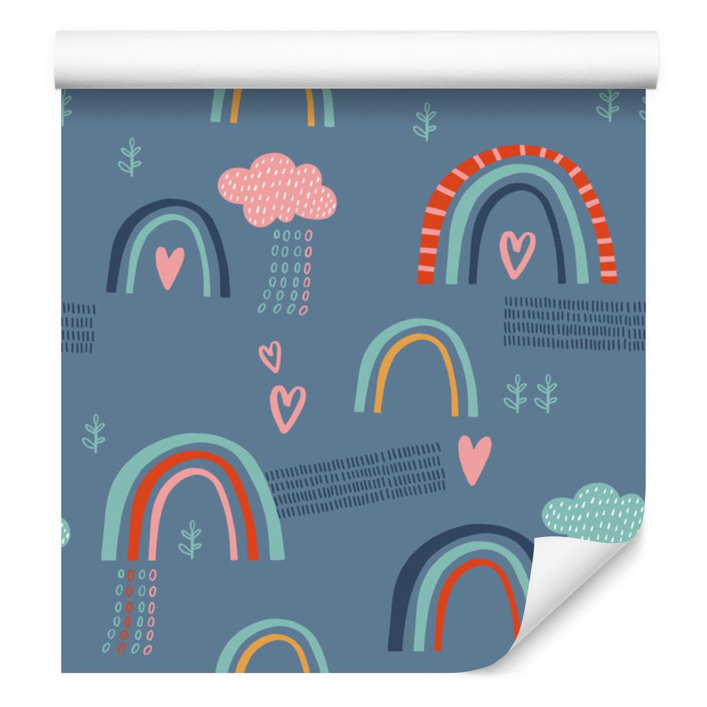 Clouds and rainbows wallpaper in Scandinavian style for living room and bedroom 50x1000