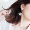 Charm Women Girls Transparent Glass Ball Pendant Long Earrings Gold Color Chain Earring Studs