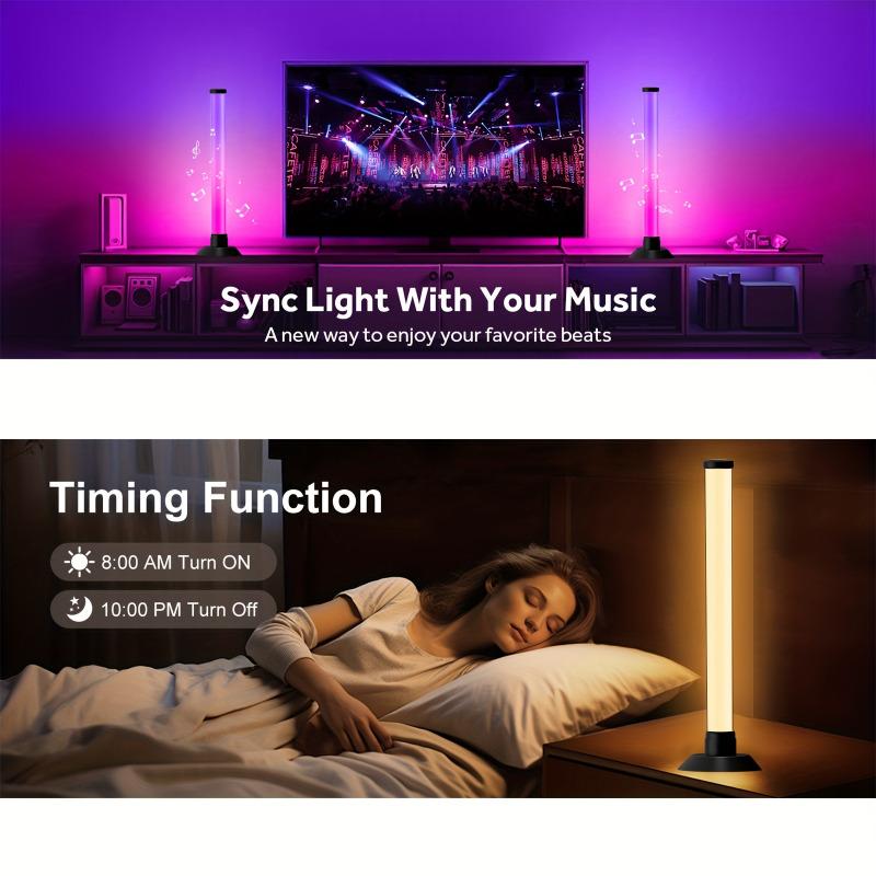 RGB LED Амбиентная подсветка, Двойная светодиодная лампа с синхронизацией по музыке, Управление через приложение и пульт ДУ, USB-питание, Декор для спальни, Игрового стола, Прямых трансляций