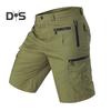 Men Cropped Pants with Multi-Pockets Design Mid-rise Button Zipper Fly Straight Leg Solid Color Cargo Shorts