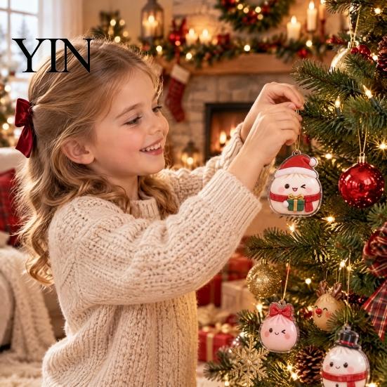 Acrylic Festive Ornament 2026 Christmas Dumplings Advent Calendar, 24 Days 2D Dumpling Ornaments Countdown Holiday Home Decor Cute Cartoon Bun Pendant