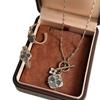 Vintage French Style Clover Earring Set With Necklace Blue Gray Minimalist Geometric Jewelry Women