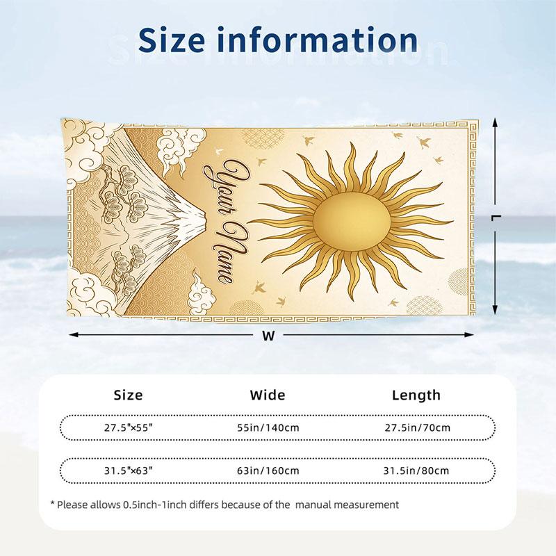 Sun Moon Art Theme Quick Dry Beach Towel Custom Name Text Print Large Sand Resistant Towel Beach Vacation