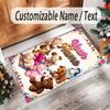 Teddy Bear Theme Crystal Velvet Rug Personalized Custom Name Text Soft Floor Mat Home Decor
