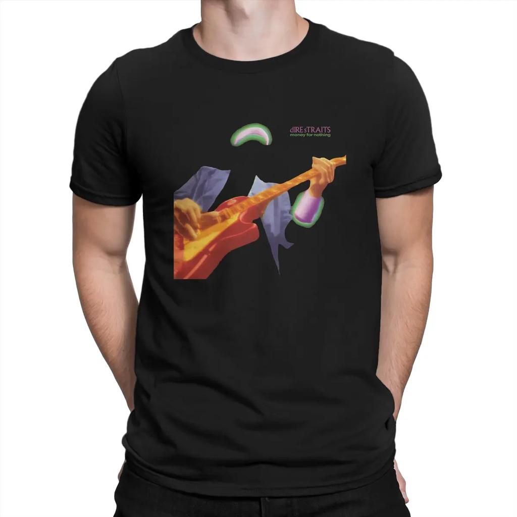 Funny Money For Nothing Music T-Shirts Men O Neck 100% Cotton T Shirts Dire Straits Band Short Sleeve Tees Clothes