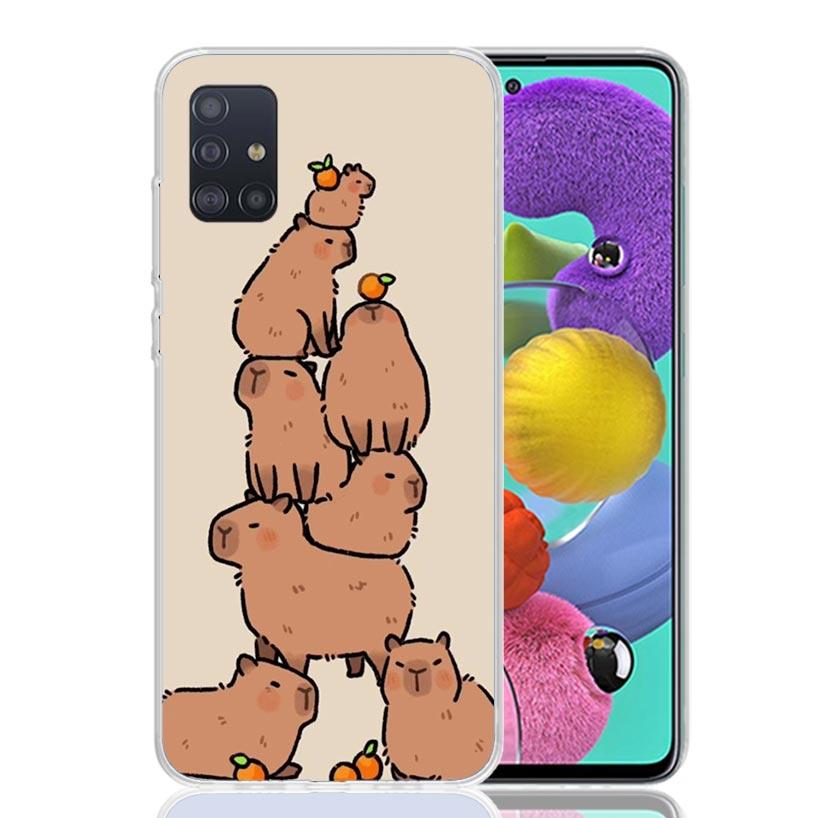 Funny Capybara Cartoon Animal Phone Case for Samsung Galaxy A52 A51 A50S A12 A22 A32 A72 A10S A30S A31 A71 Note 20 Ultra 10 Plus