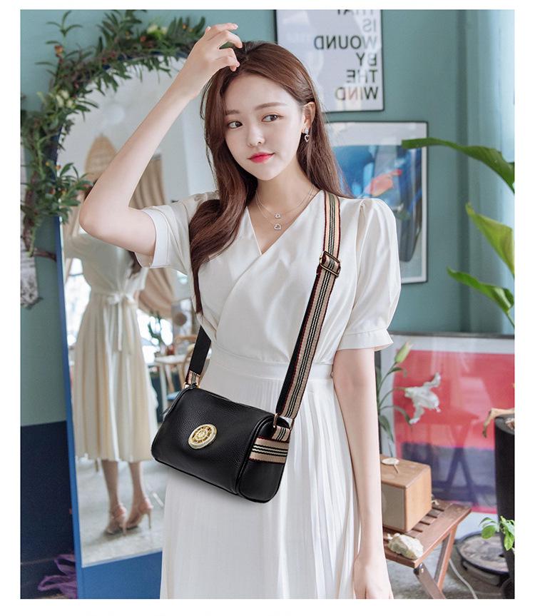 Женская одноплечевая сумка-мессенджер из натуральной кожи - Мода, сумка-подушка из коровьей кожи с широким ремнем CLE