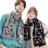 Winter New Couple Scarves Knit Wool Unisex Student Wrap Korean Style Cat Cute Cartoon Thick Warm